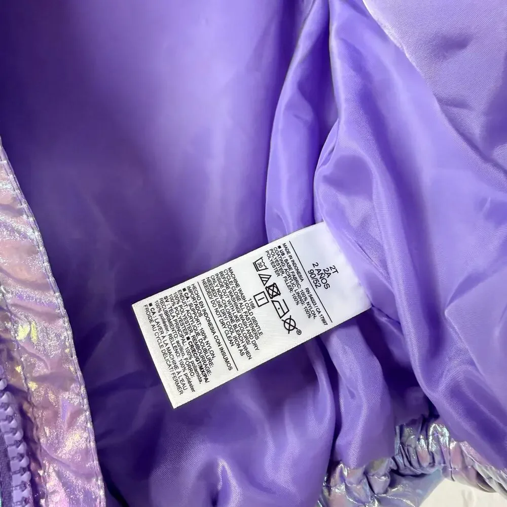 Old Navy Puffer Jacket Iridescent Purple 2T Coat With Hood